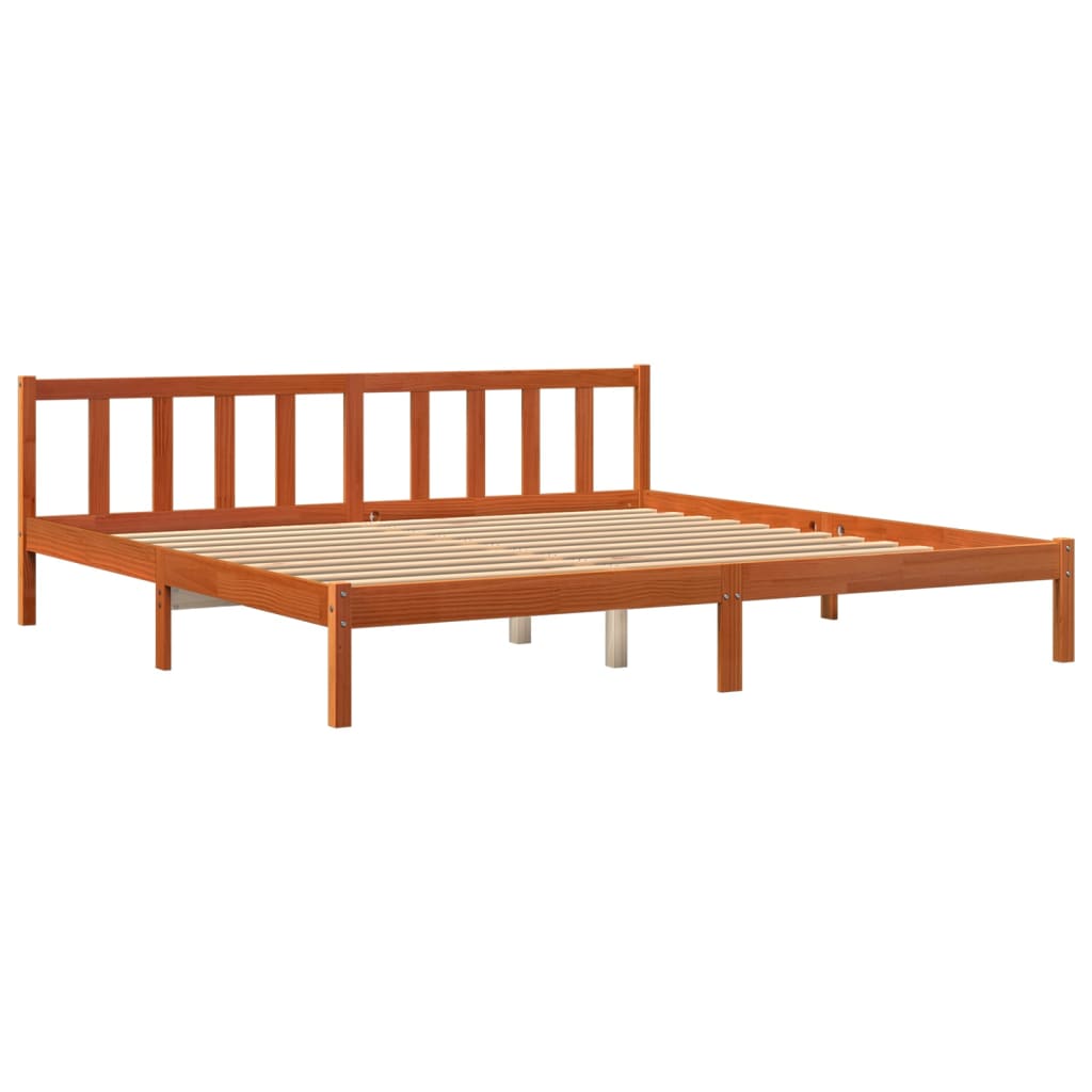 Cadre de lit sans matelas cire marron 180x200cm bois pin massif