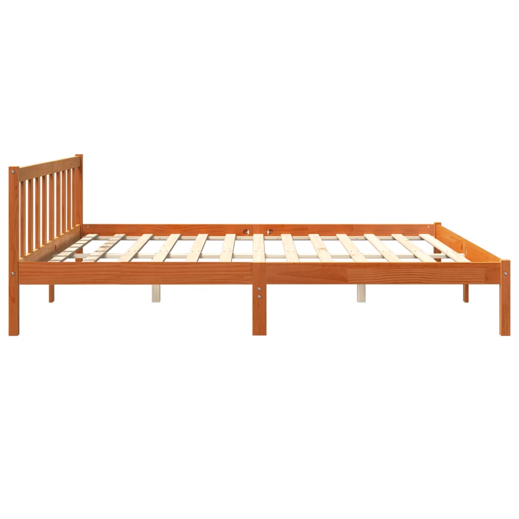 Cadre de lit sans matelas cire marron 180x200cm bois pin massif