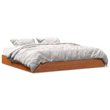 Cadre de lit sans matelas cire marron 200x200cm bois pin massif