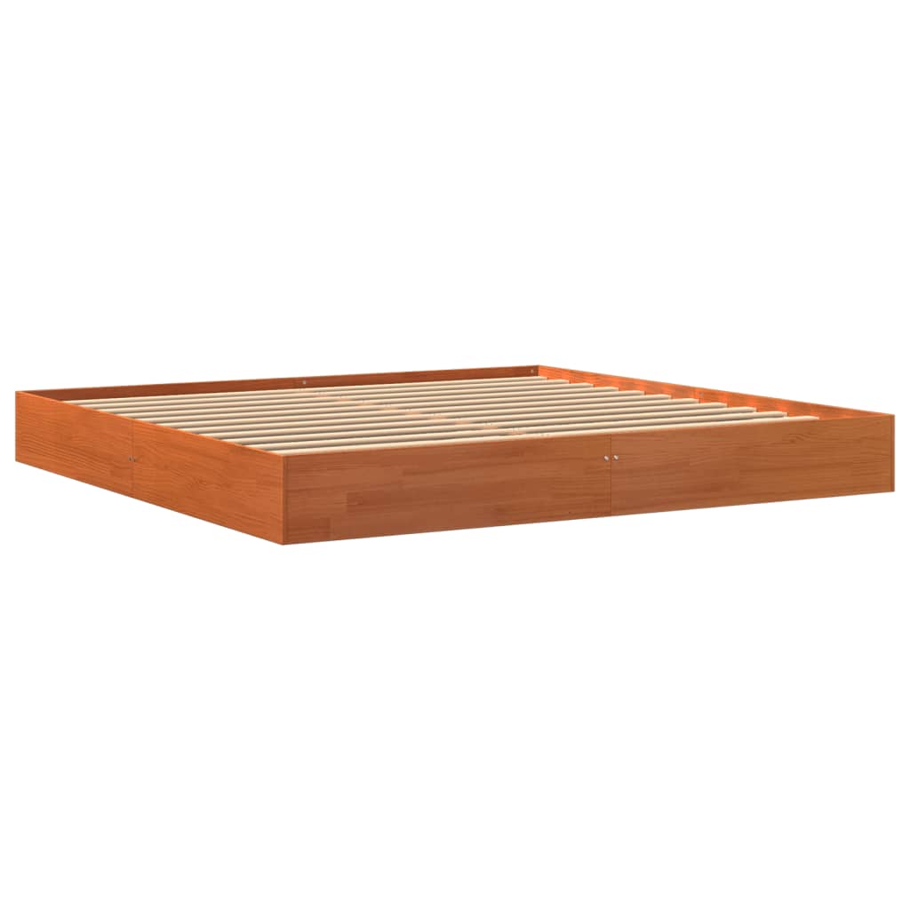 Cadre de lit sans matelas cire marron 200x200cm bois pin massif