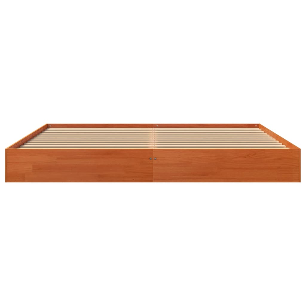 Cadre de lit sans matelas cire marron 200x200cm bois pin massif