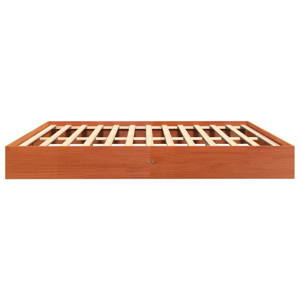 Cadre de lit sans matelas cire marron 200x200cm bois pin massif