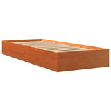 Bed frame without mattress brown wax 100x200cm solid pine wood