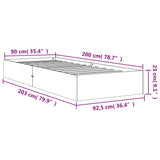 Bettgestell ohne Matratze, braunes Wachs, 90 x 200 cm, massives Kiefernholz