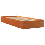 Bed frame without mattress brown wax 75x190 cm solid pine wood