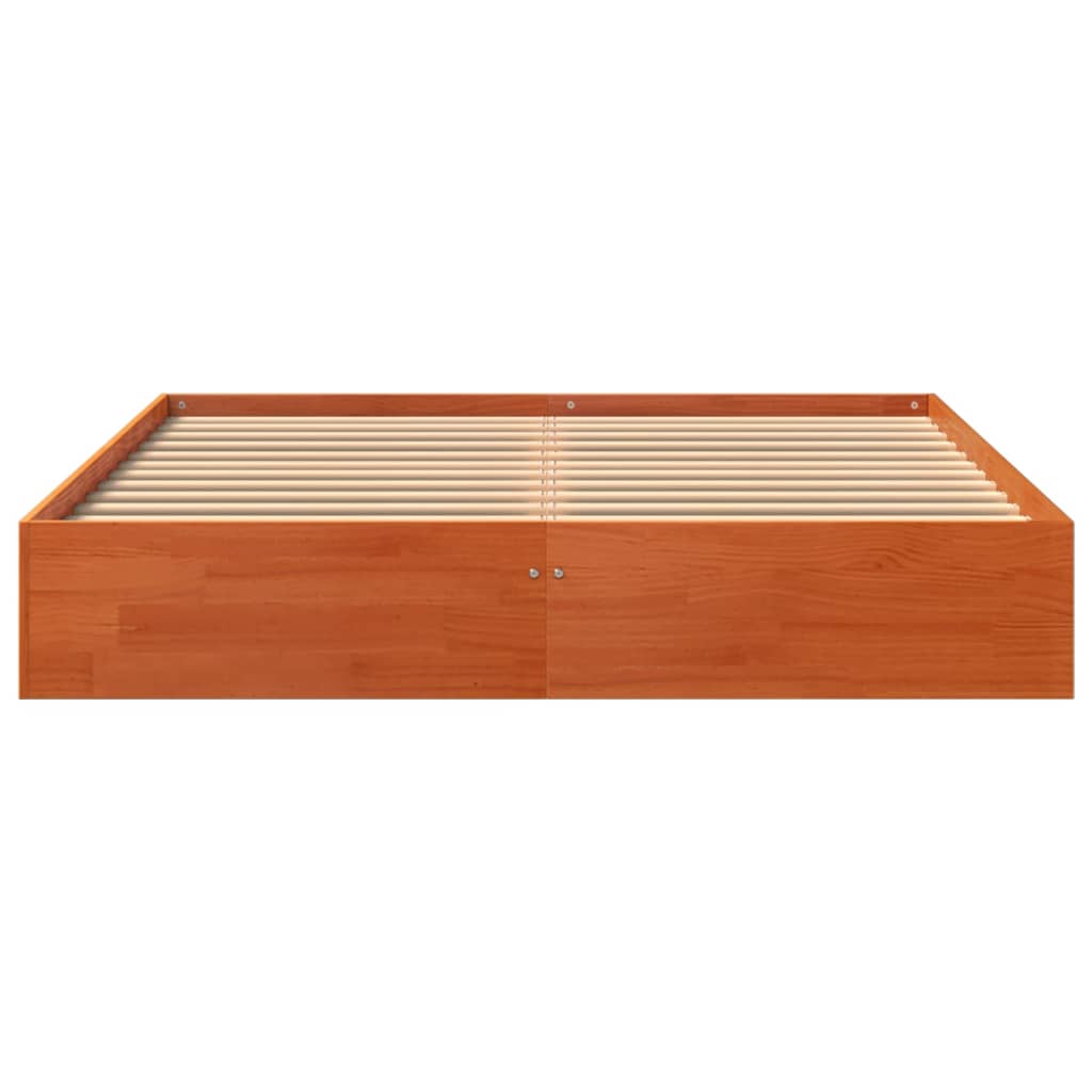 Cadre de lit sans matelas cire marron 135x190cm bois pin massif