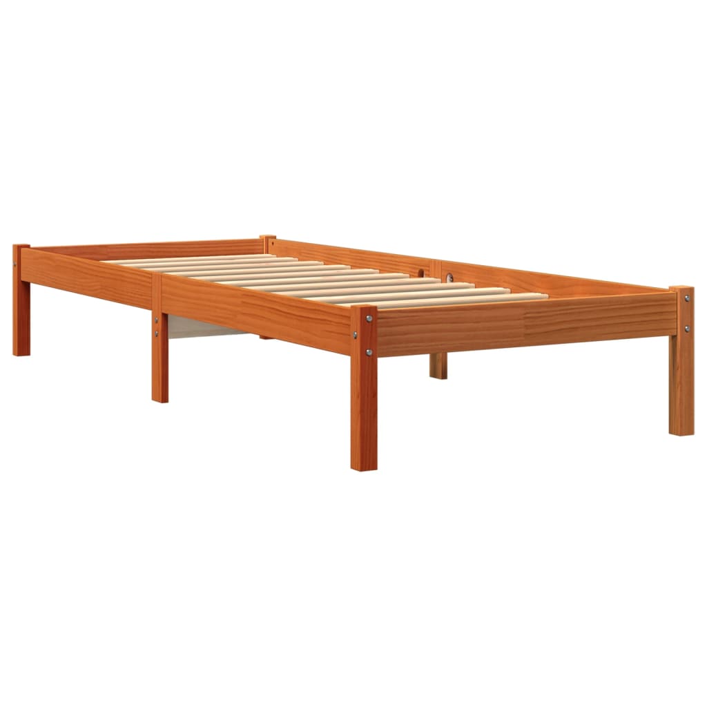 Cadre de lit sans matelas cire marron 75x190 cm bois pin massif