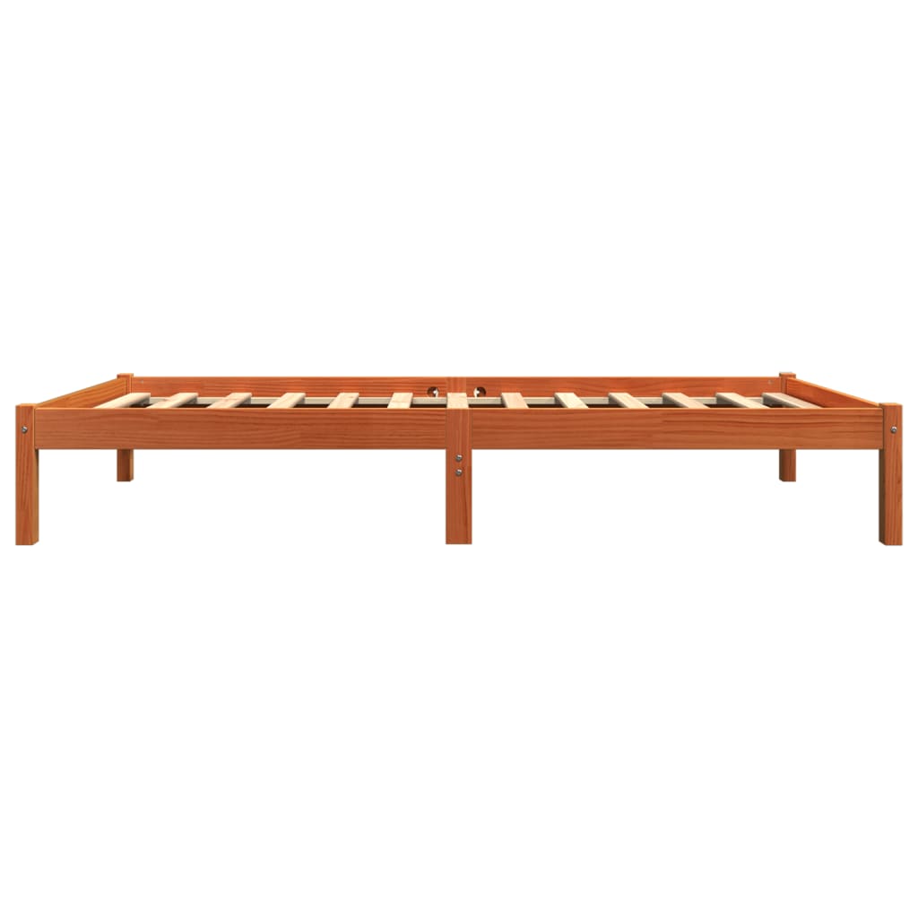 Cadre de lit sans matelas cire marron 75x190 cm bois pin massif