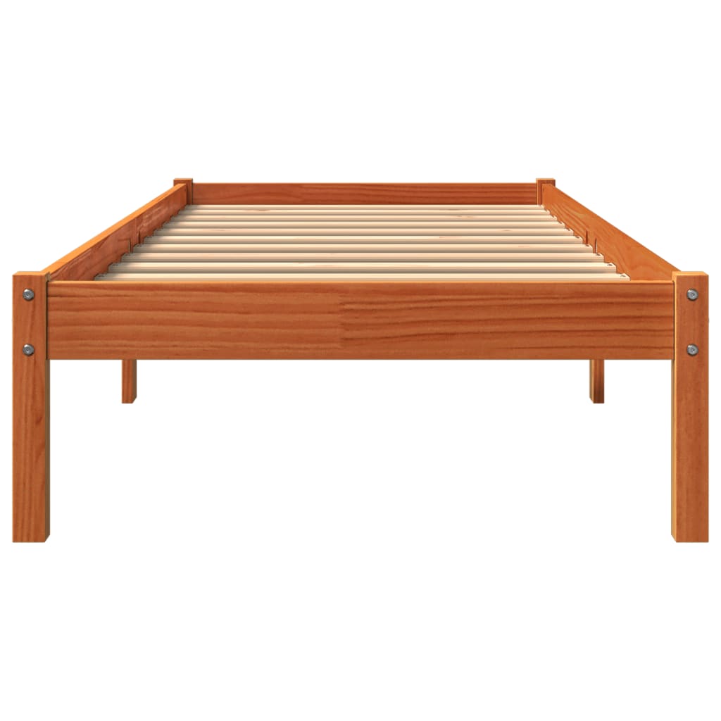 Cadre de lit sans matelas cire marron 90x190 cm bois pin massif