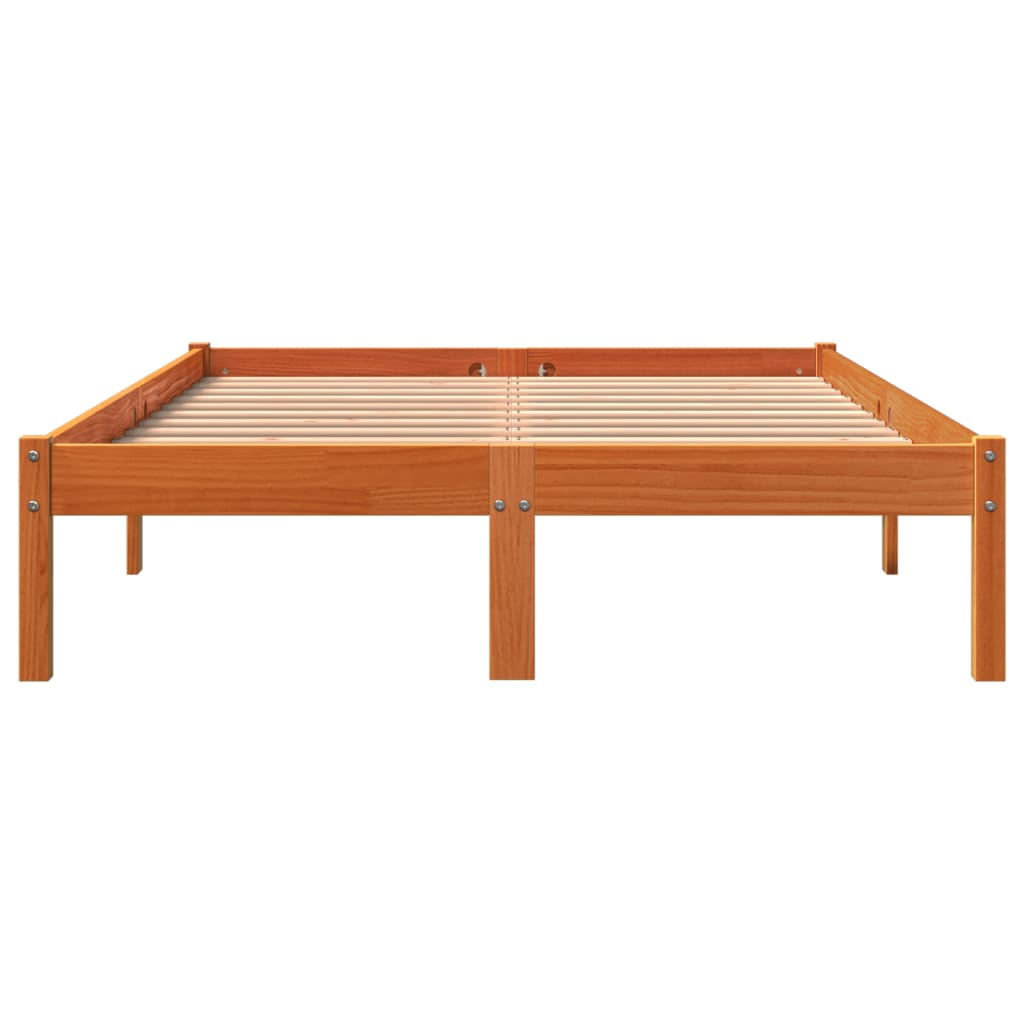 Cadre de lit sans matelas cire marron 120x190cm bois pin massif