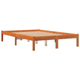 Bed frame without mattress brown wax 135x190cm solid pine wood