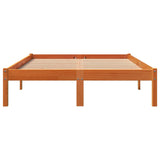 Cadre de lit sans matelas cire marron 135x190cm bois pin massif