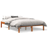 Bed frame without mattress brown wax 140x190cm solid pine wood