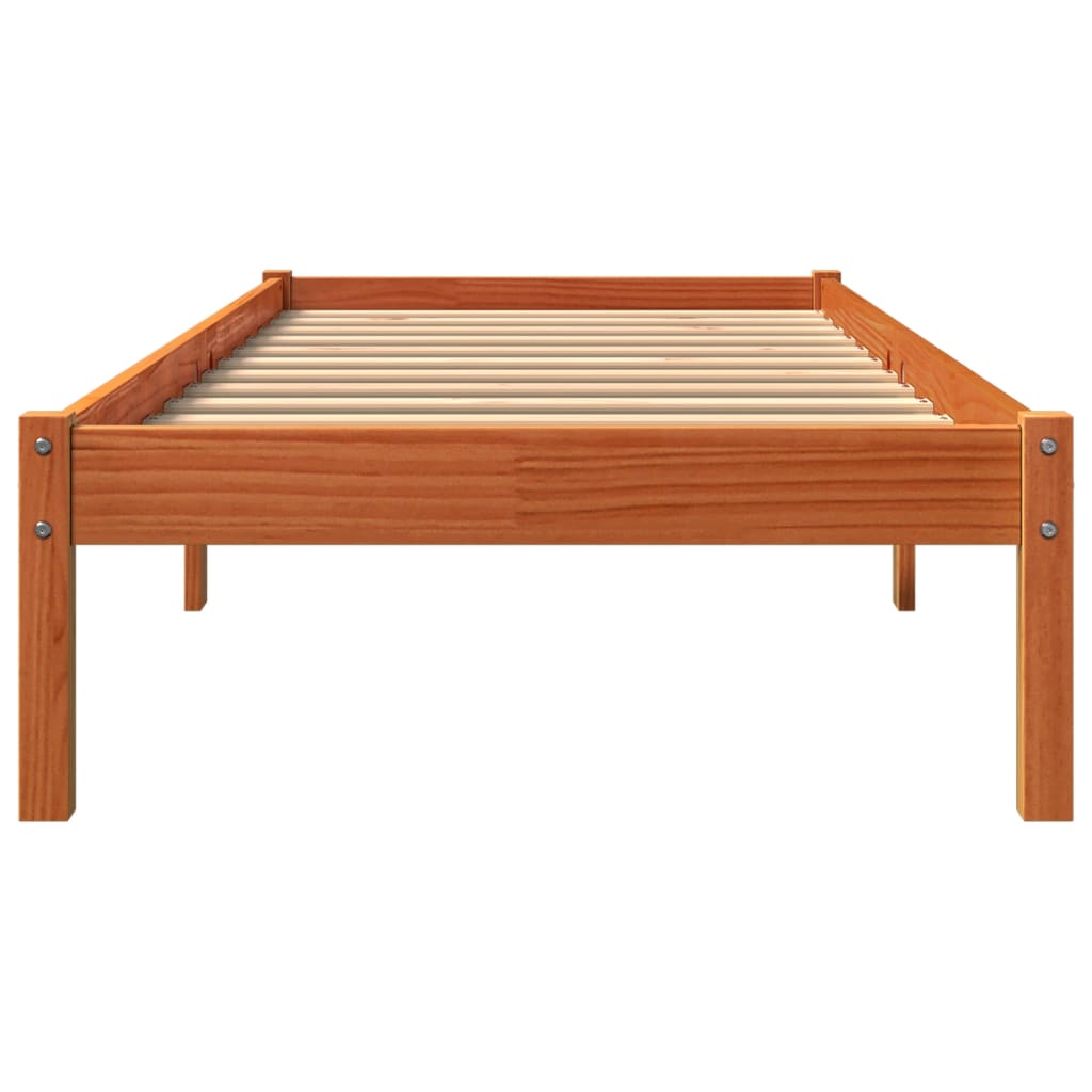 Cadre de lit sans matelas cire marron 90x200 cm bois pin massif