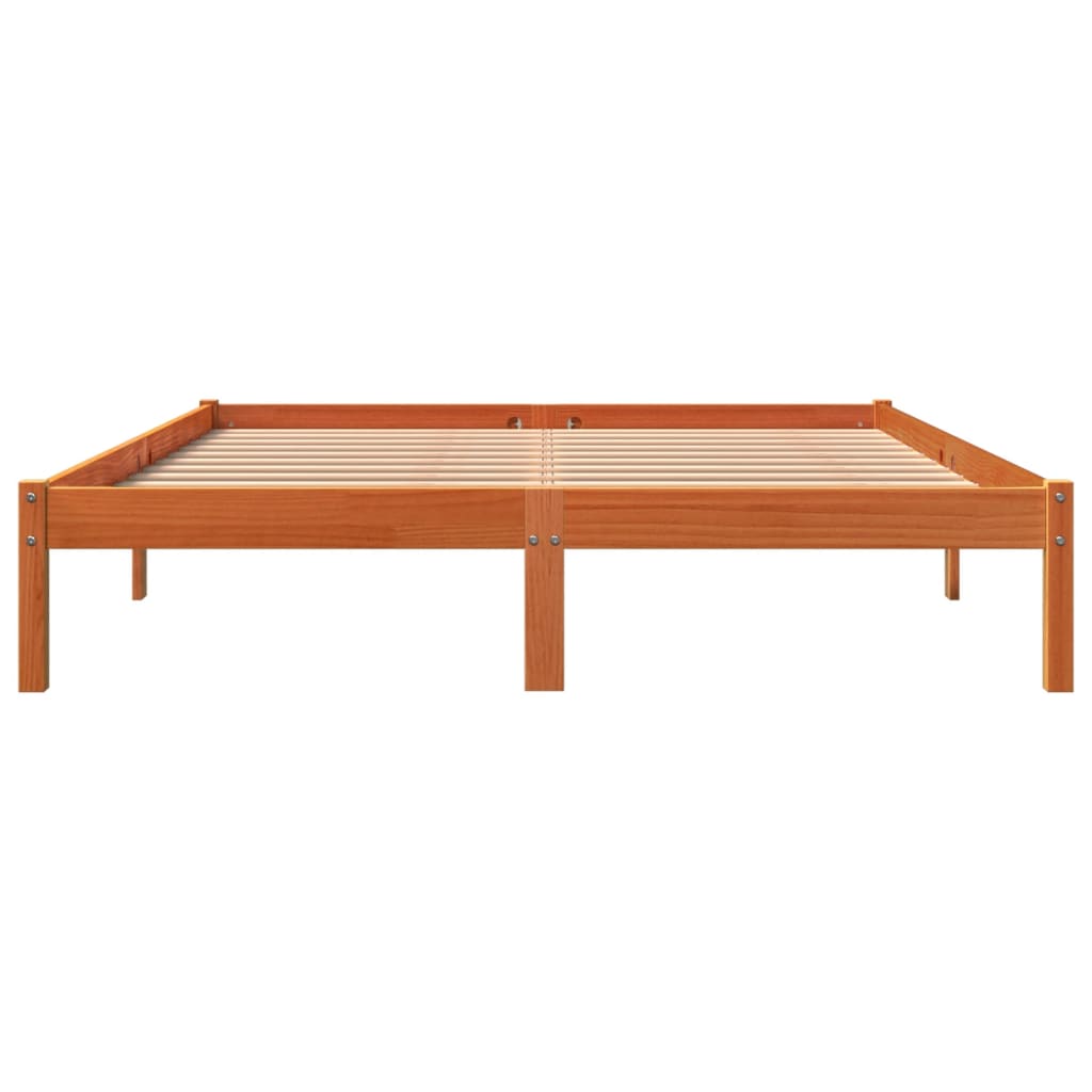 Cadre de lit sans matelas cire marron 150x200cm bois pin massif