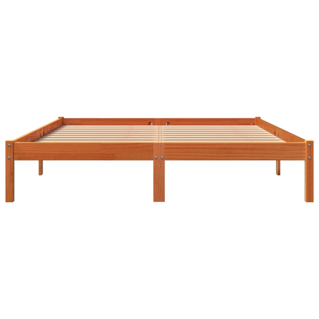 Cadre de lit sans matelas cire marron 160x200cm bois pin massif