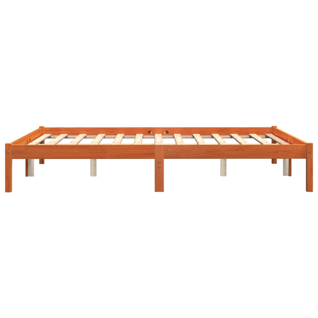 Cadre de lit sans matelas cire marron 160x200cm bois pin massif