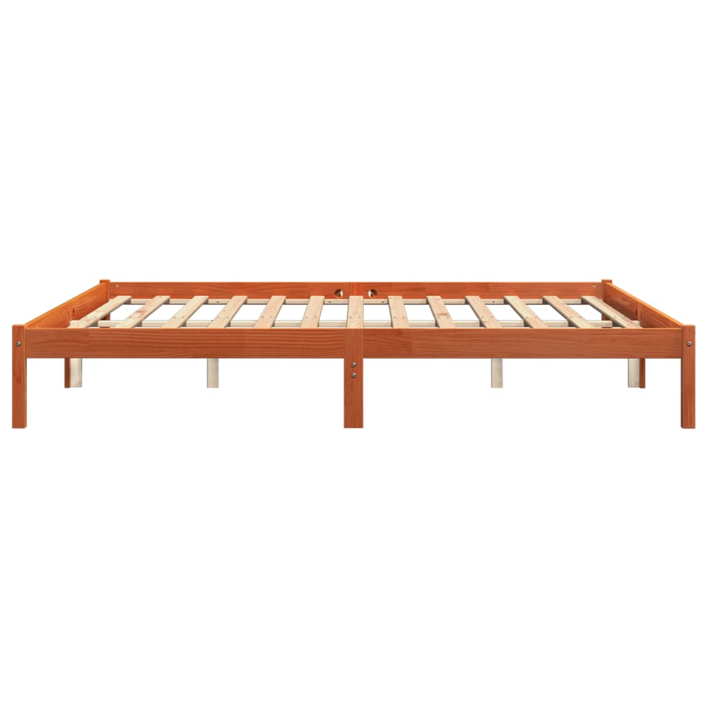 Cadre de lit sans matelas cire marron 180x200cm bois pin massif