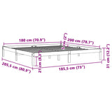 Cadre de lit sans matelas cire marron 180x200cm bois pin massif