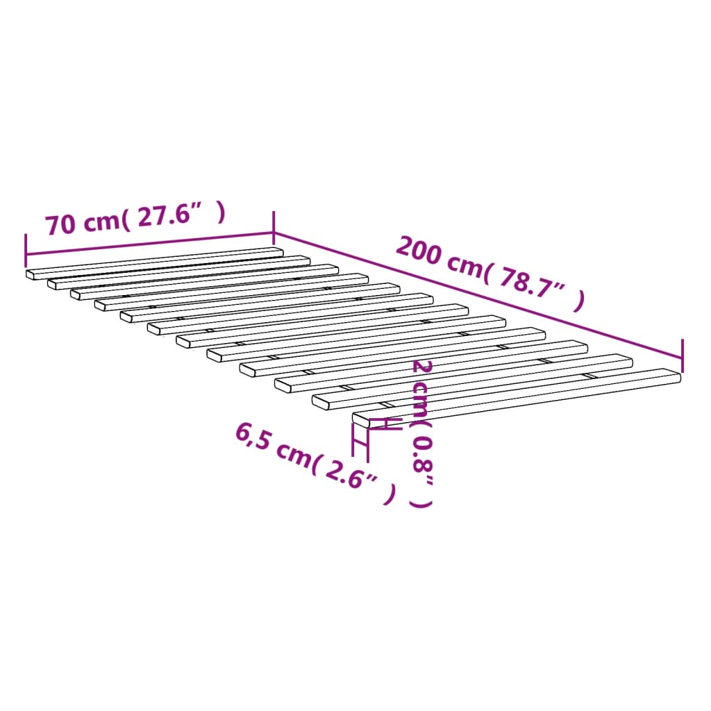 Lattes de lit 70x200 cm bois de pin massif