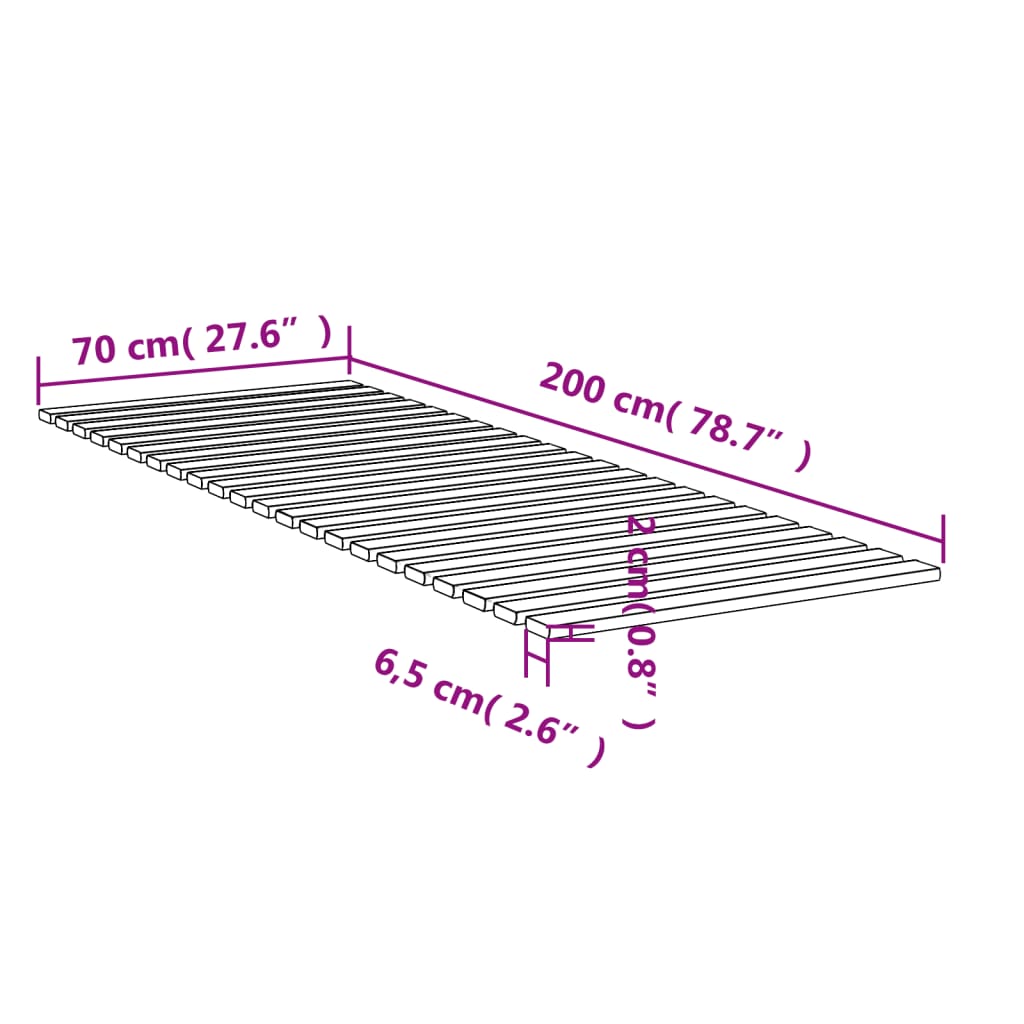 Lattes de lit 70x200 cm bois de pin massif