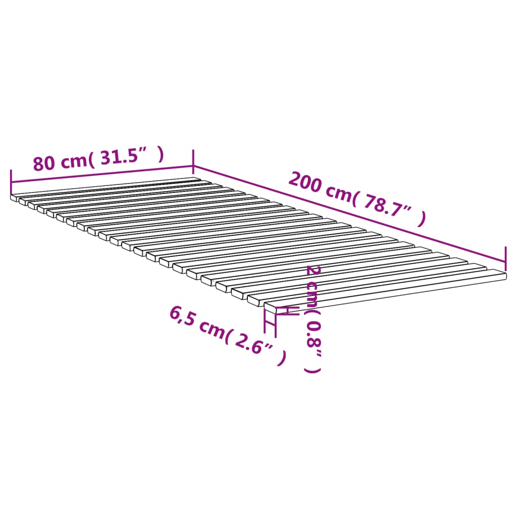 Lattes de lit 80x200 cm bois de pin massif