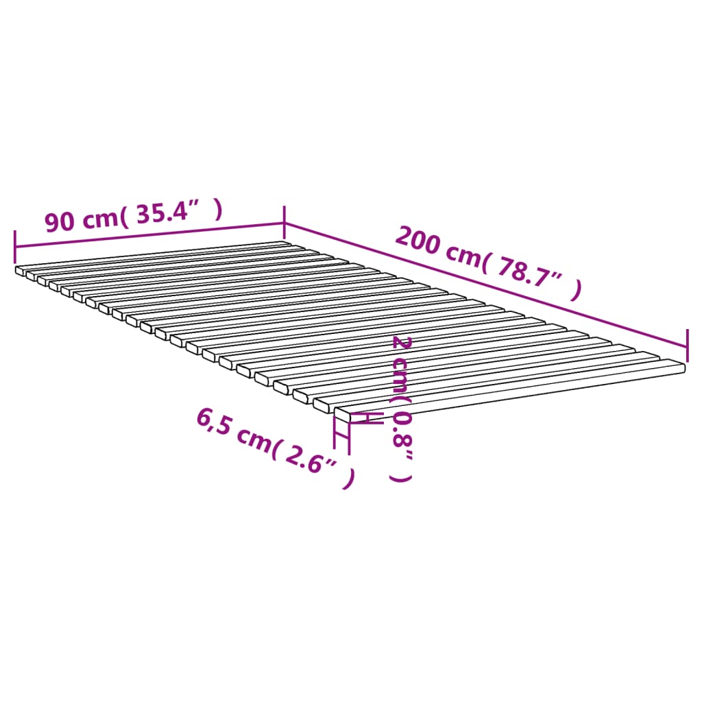 Lattes de lit 90x200 cm bois de pin massif