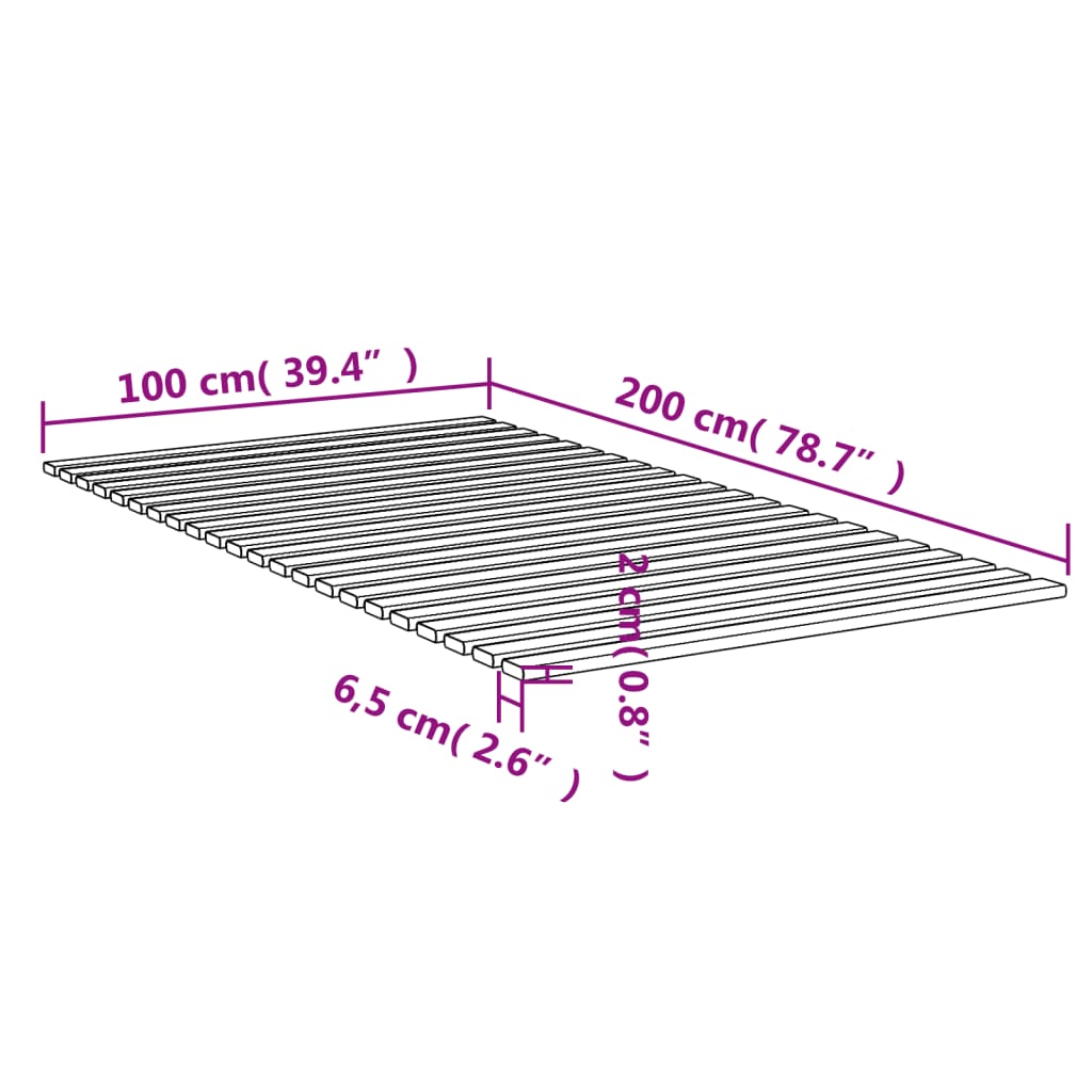 Lattes de lit 100x200 cm bois de pin massif