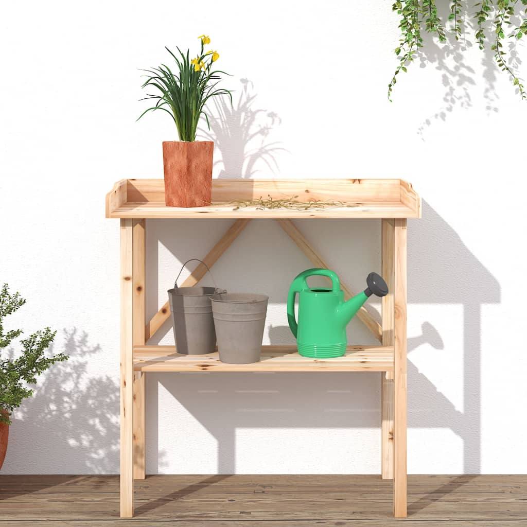 Table à plantes avec étagère 78x38x82,5 cm bois de sapin solide