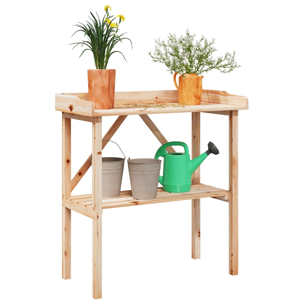 Table à plantes avec étagère 78x38x82,5 cm bois de sapin solide