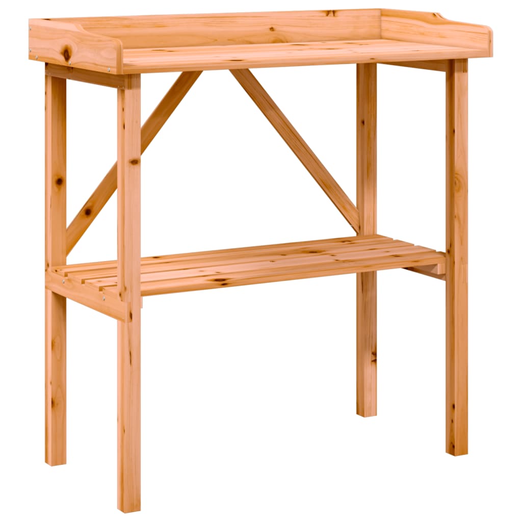 Table à plantes avec étagère marron 78x38x82,5 cm bois de sapin