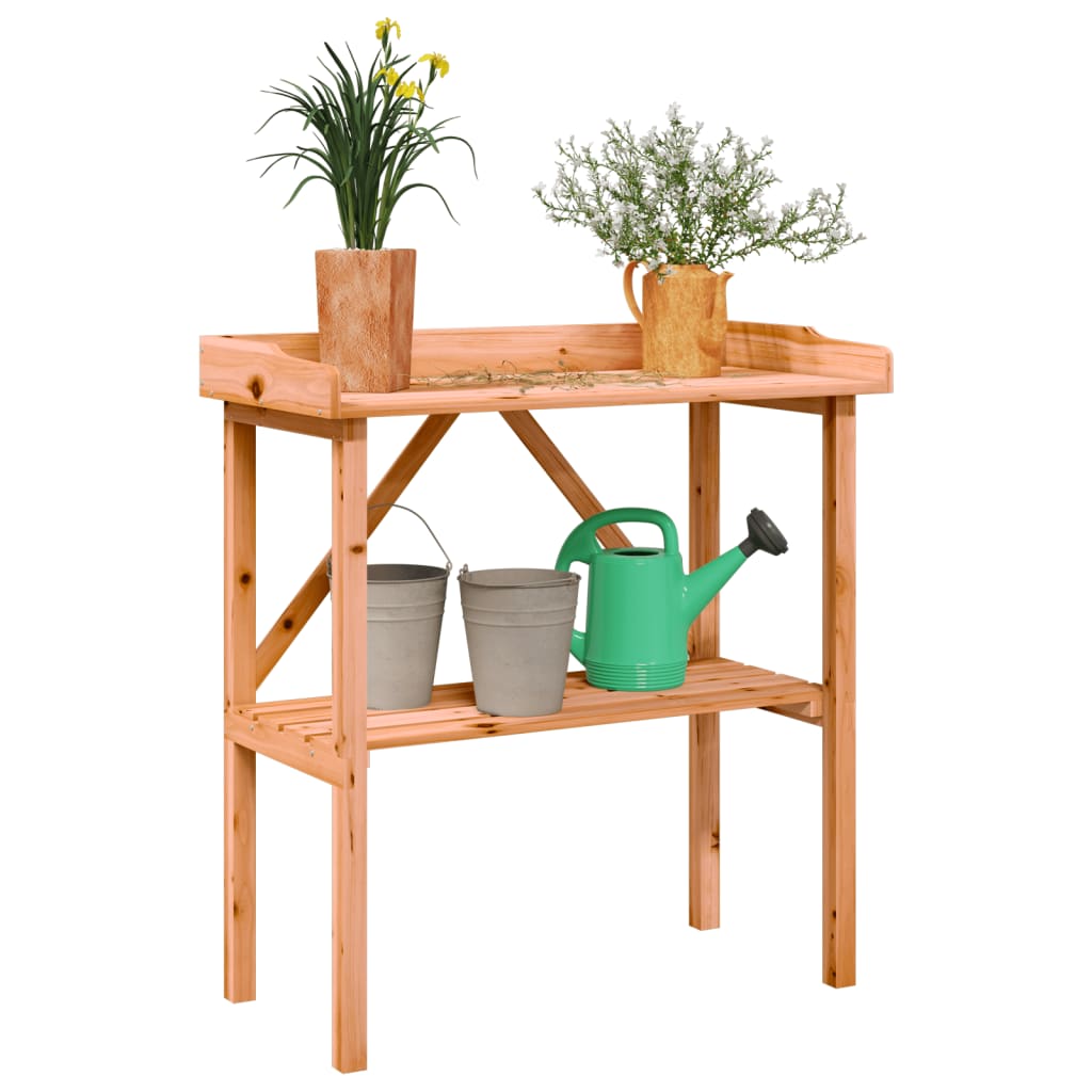 Plant table with shelf brown 78x38x82.5 cm fir wood