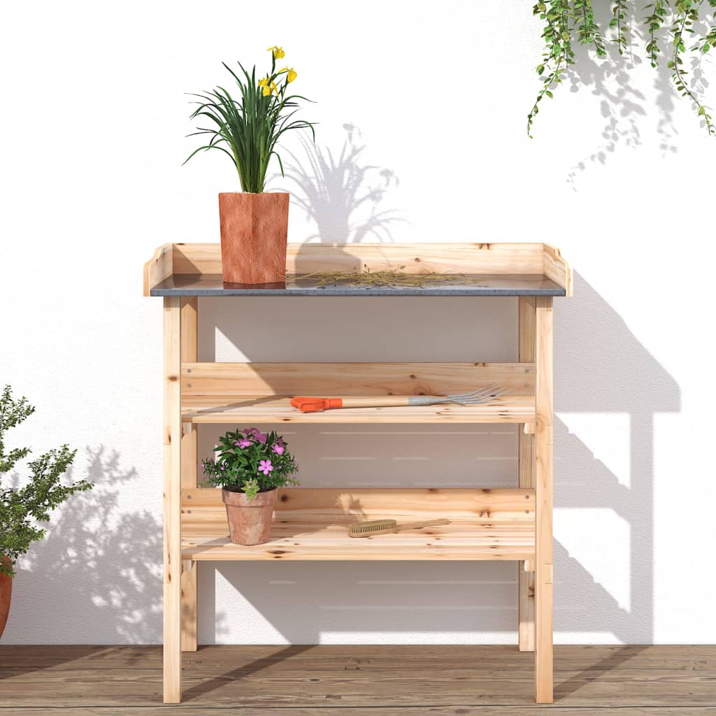 Table à plantes avec étagères 78x38x82,5cm bois de sapin solide