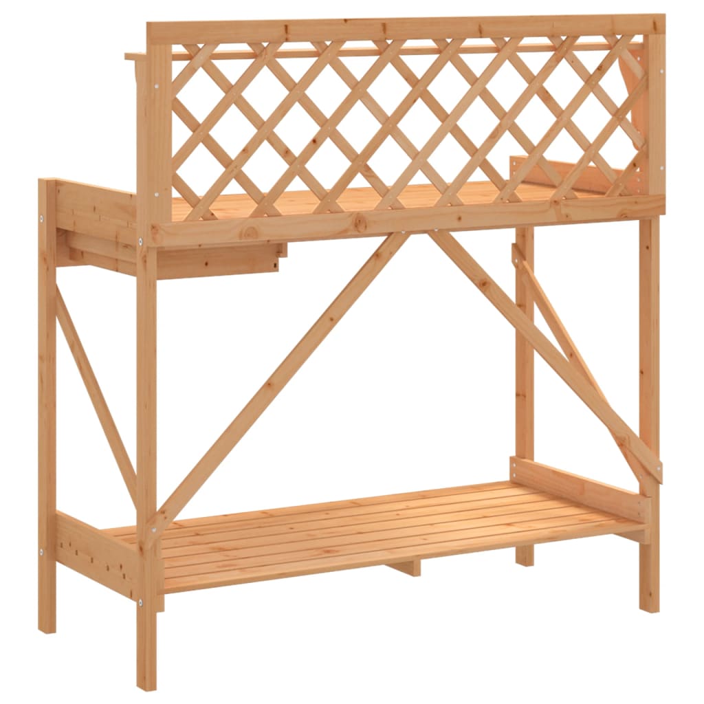 Banc de rempotage avec treillis marron bois massif de sapin