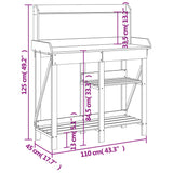 Banc de rempotage avec étagères gris bois massif de sapin