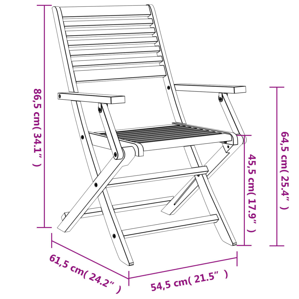 Chaises pliables de jardin lot de 6 bois massif d'acacia