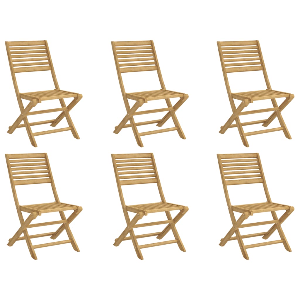 Chaises pliables de jardin lot de 6 bois massif d'acacia