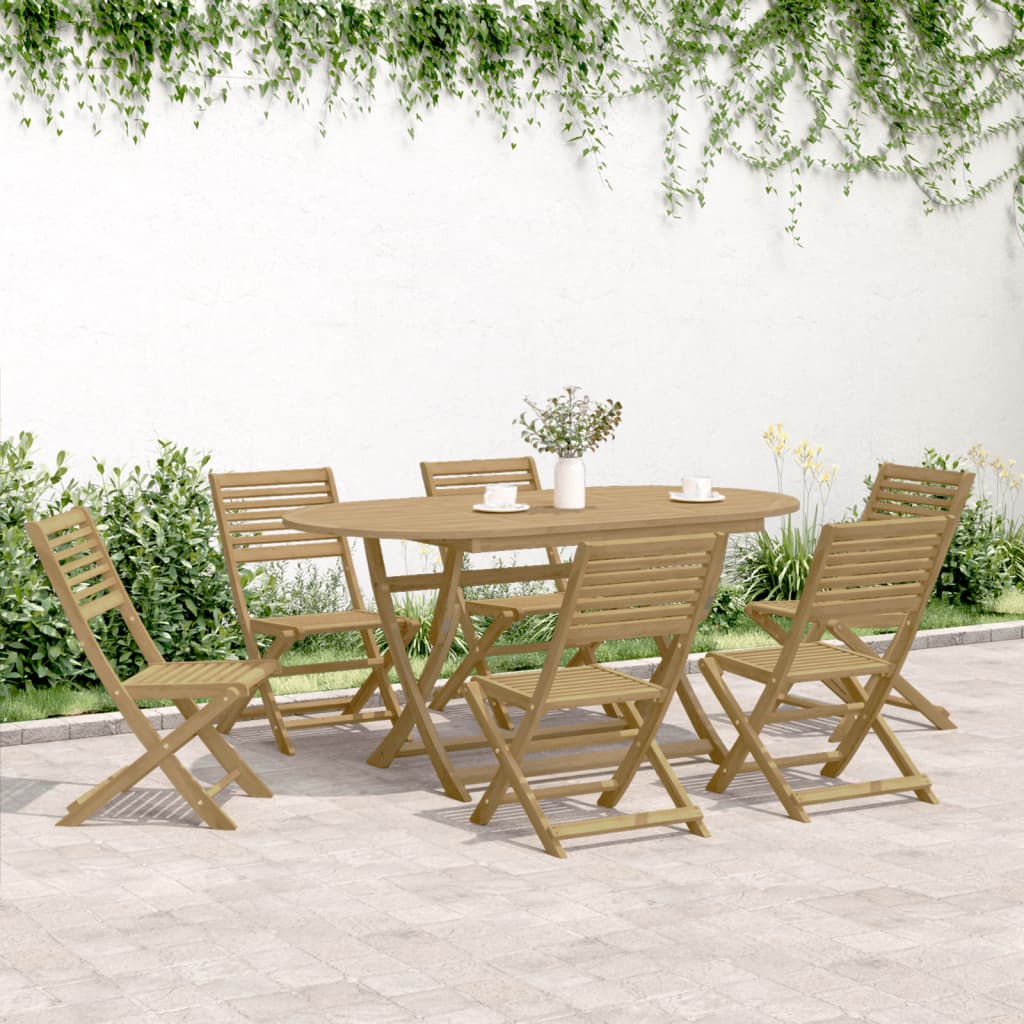 Chaises pliables de jardin lot de 6 bois massif d'acacia