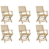 Chaises de jardin pliantes lot de 6 54,5x58x90 cm bois d'acacia