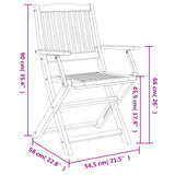 Chaises de jardin pliantes lot de 6 54,5x58x90 cm bois d'acacia