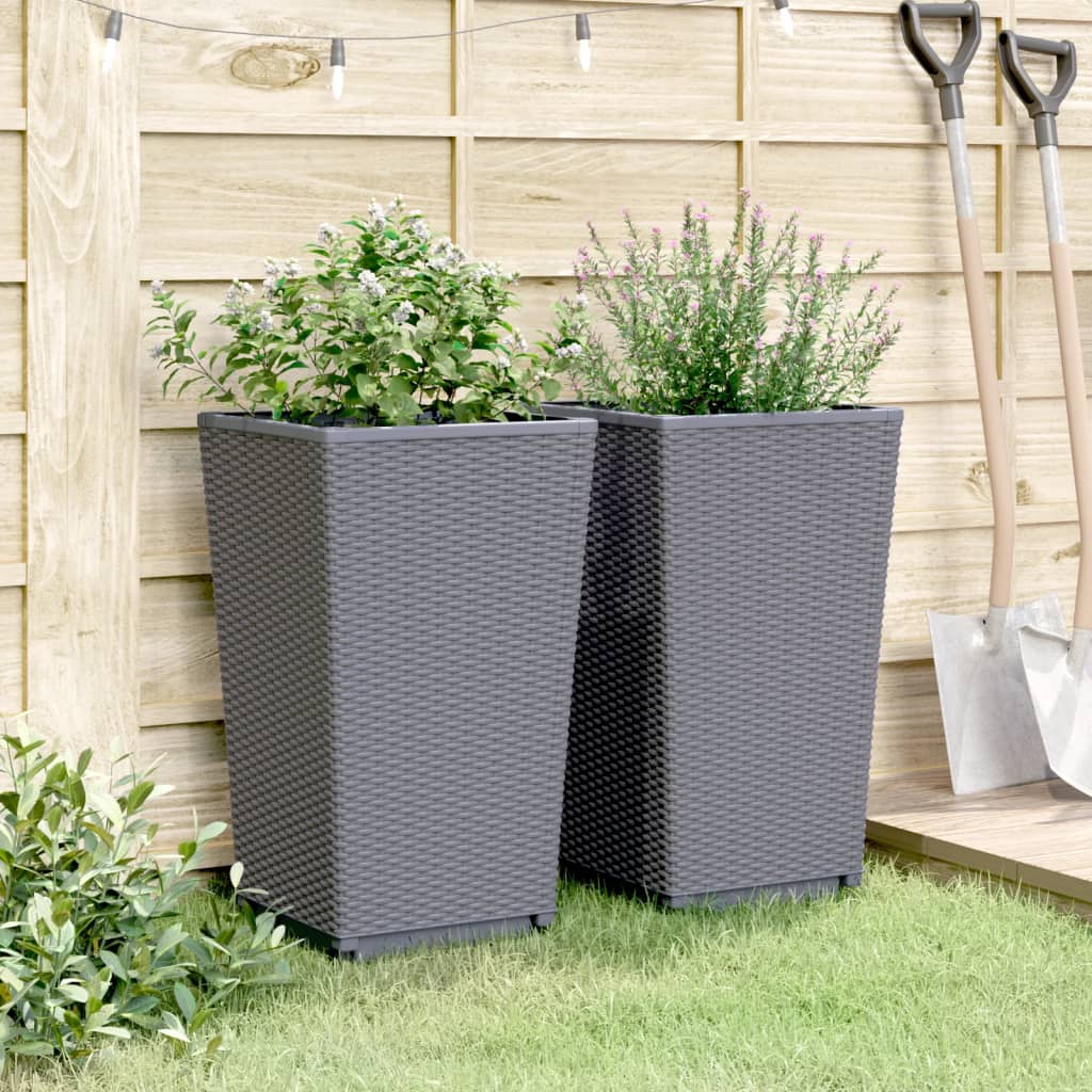 Jardinières 2 pcs bleu gris 32,5x32,5x57 cm PP