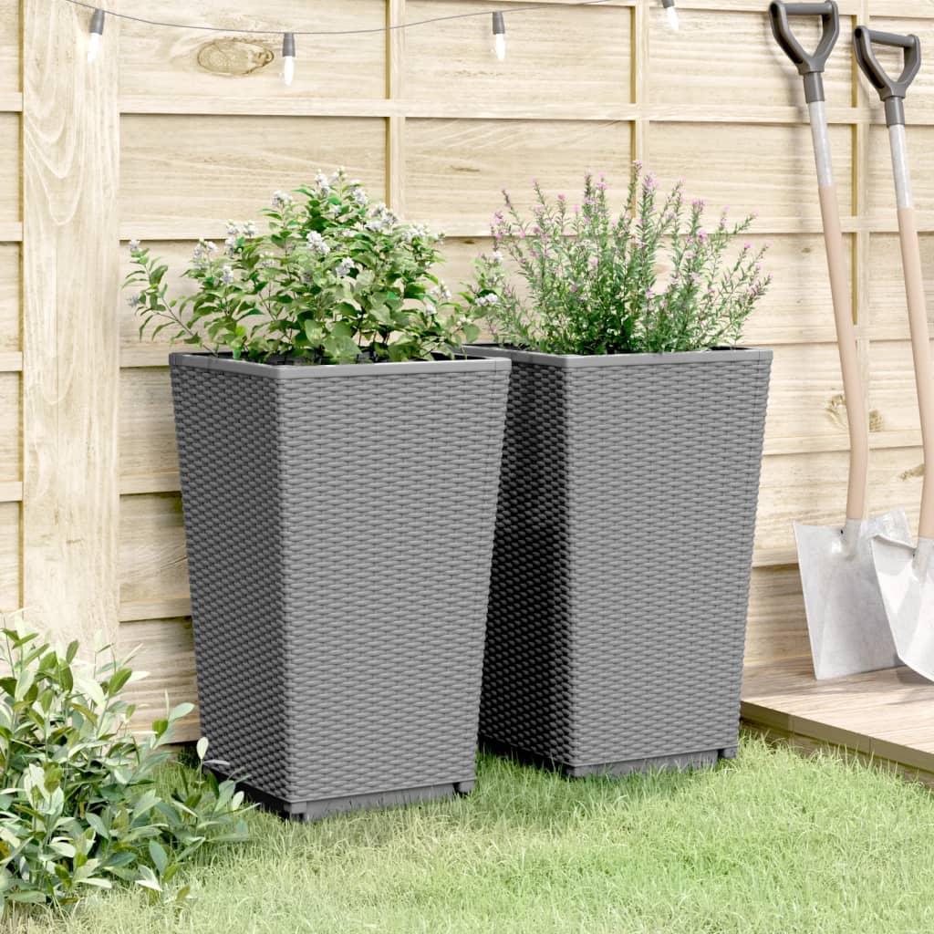 Jardinières 2 pcs gris clair 32,5x32,5x57 cm polypropylène