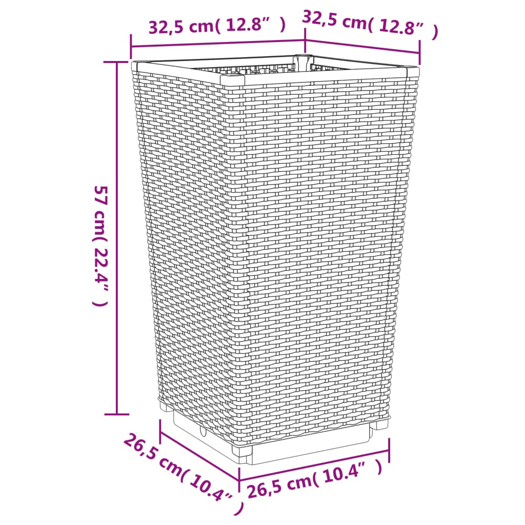 Jardinières 2 pcs gris clair 32,5x32,5x57 cm polypropylène