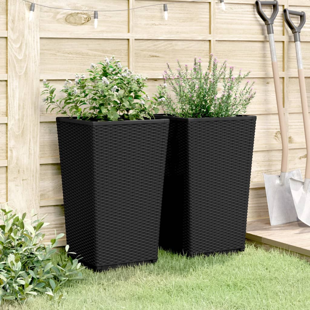 Jardinières 2 pcs noir 32,5x32,5x57 cm polypropylène