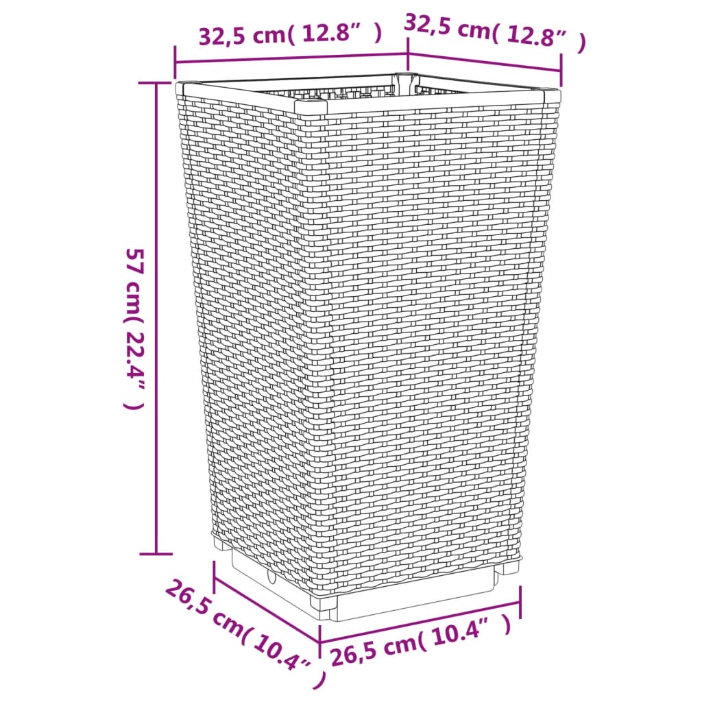 Jardinières 2 pcs noir 32,5x32,5x57 cm polypropylène