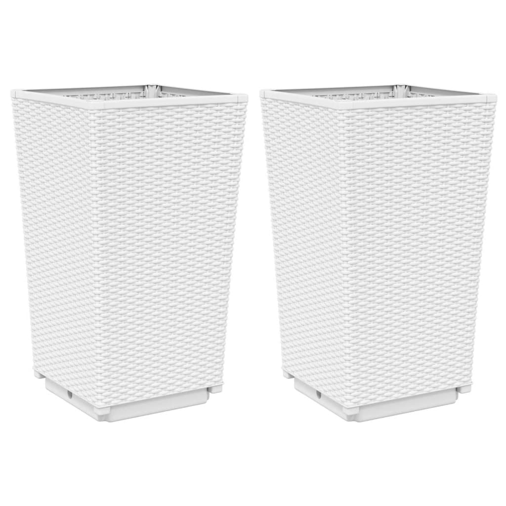 Planters 2 pcs white 32.5x32.5x57 cm polypropylene