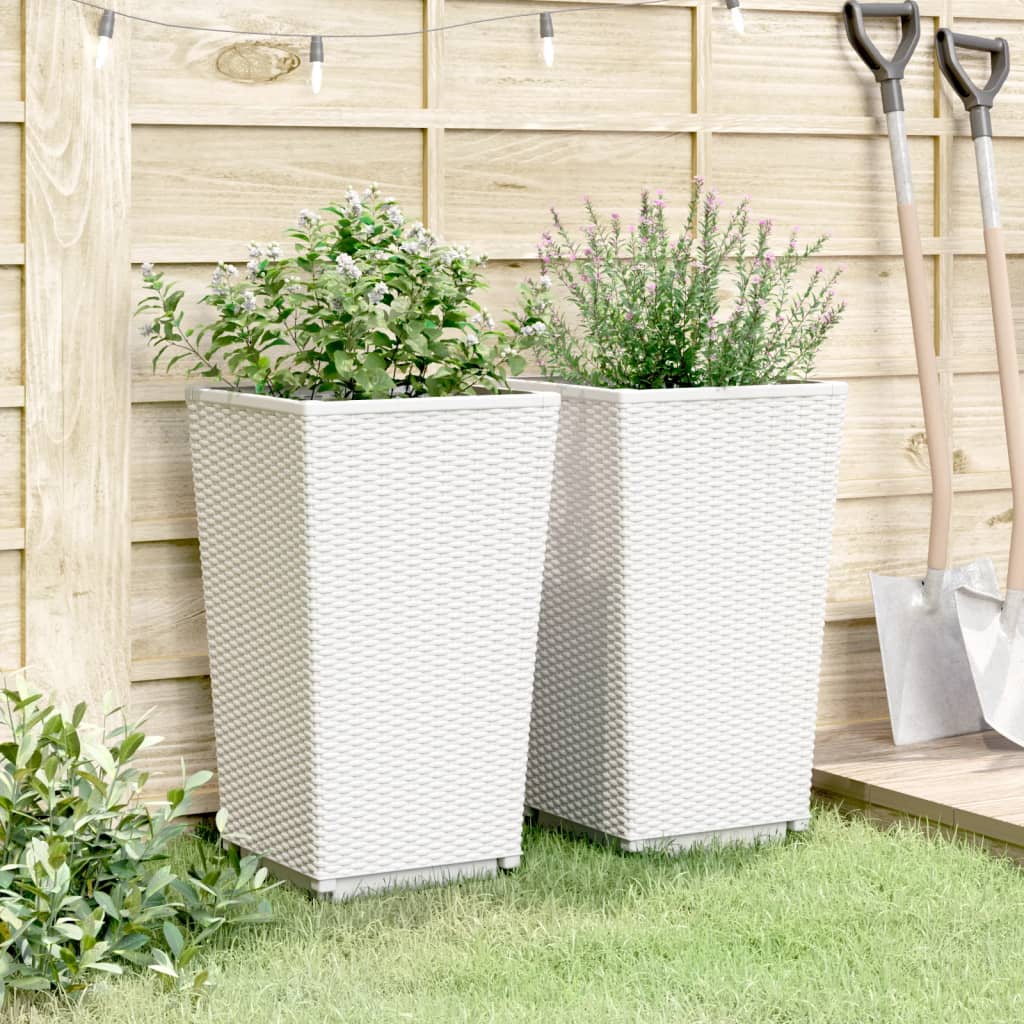 Planters 2 pcs white 32.5x32.5x57 cm polypropylene