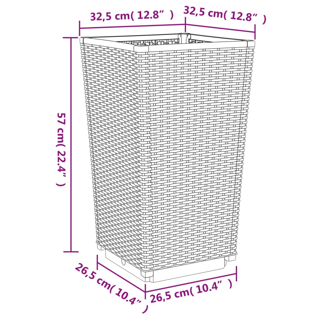 Planters 2 pcs white 32.5x32.5x57 cm polypropylene