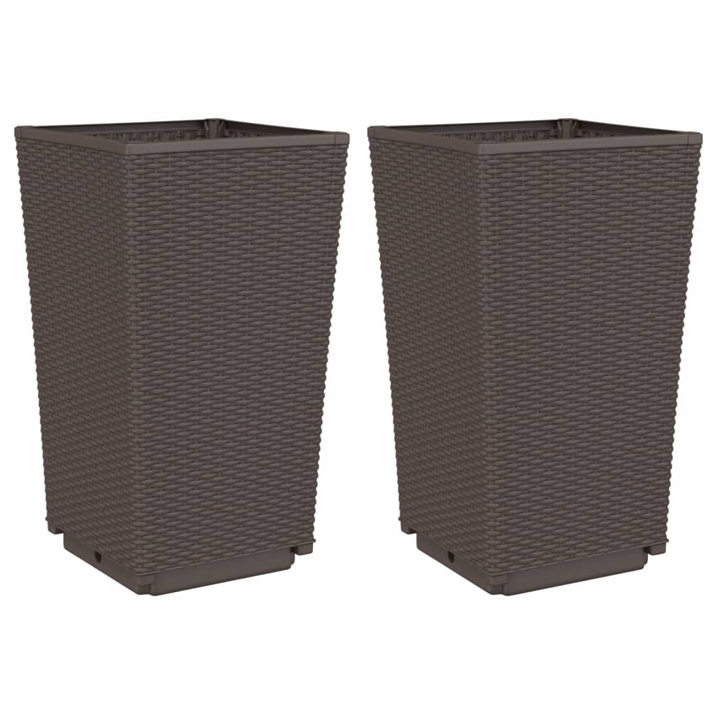 Jardinières 2 pcs marron 32,5x32,5x57 cm polypropylène