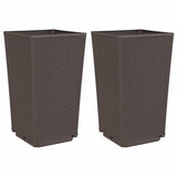 Jardinières 2 pcs marron 32,5x32,5x57 cm polypropylène